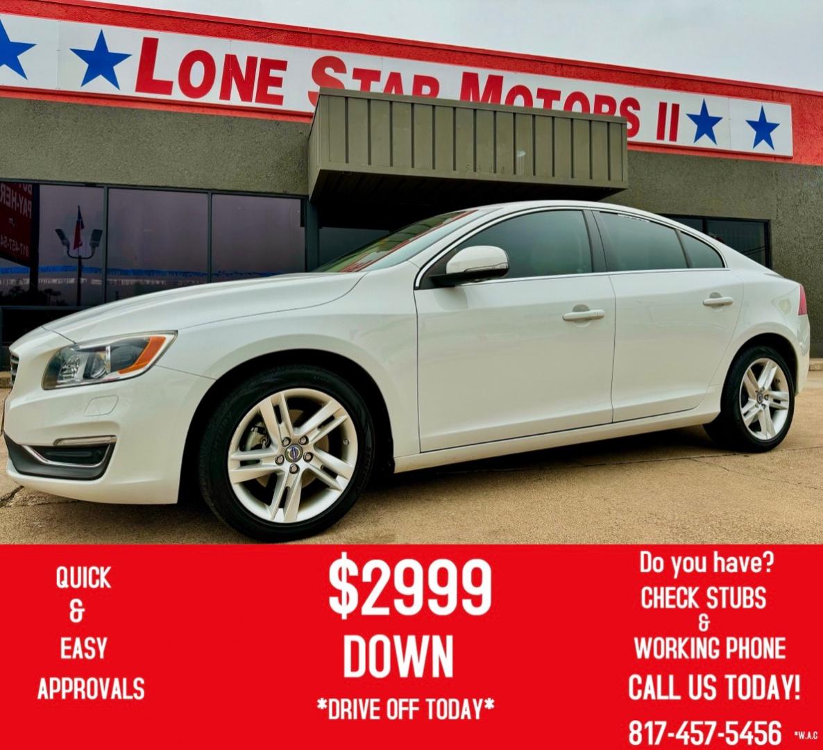 2015 WHITE VOLVO S60 PREMIER PLUS (YV140MFC3F1) , located at 5900 E. Lancaster Ave., Fort Worth, TX, 76112, (817) 457-5456, 0.000000, 0.000000 - This is a 2015 VOLVO S60 PREMIER PLUS 4 DOOR SEDAN that is in excellent condition. There are no dents or scratches. The interior is clean with no rips or tears or stains. All power windows, door locks and seats. Ice cold AC for those hot Texas summer days. It is equipped with a CD player, AM/FM radi - Photo#0